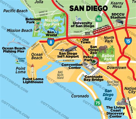 San Diego County Tourist Map Otto Maps
