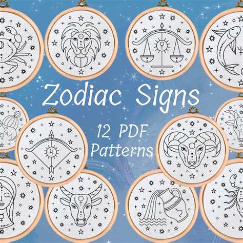 Embroidery Patterns For Zodiac Signs Etsy