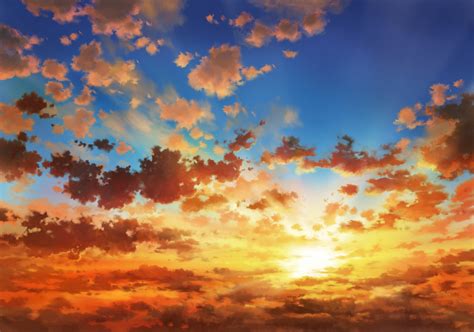 Clouds Jpeg Artifacts Original Sky Sunset Tagme Artist Konachan