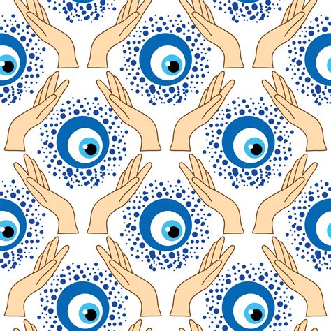 Evil Eye Seamless Pattern Magic Witchcraft Occult Symbol Line Art