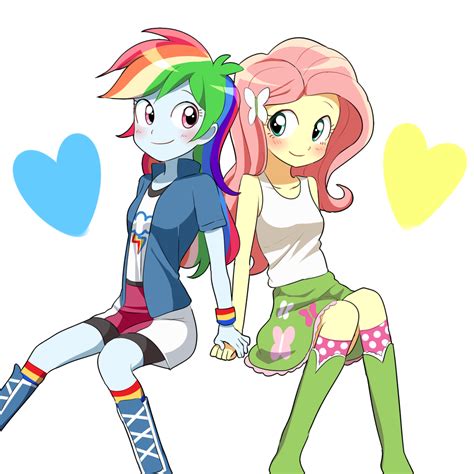 1063170 Safe Artistryuu Fluttershy Rainbow Dash Equestria Girls