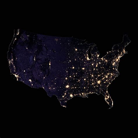 North America Satellite Map at Night – High-Resolution View