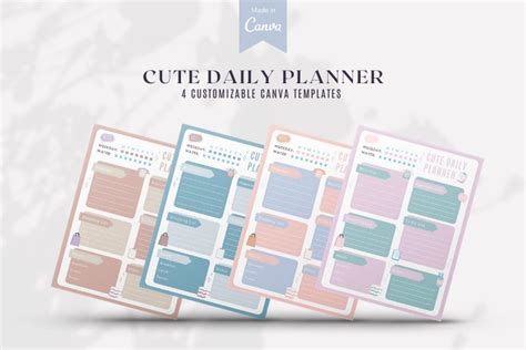 Free Canva Templates Download 4 Cute Daily Planner Canva Templates