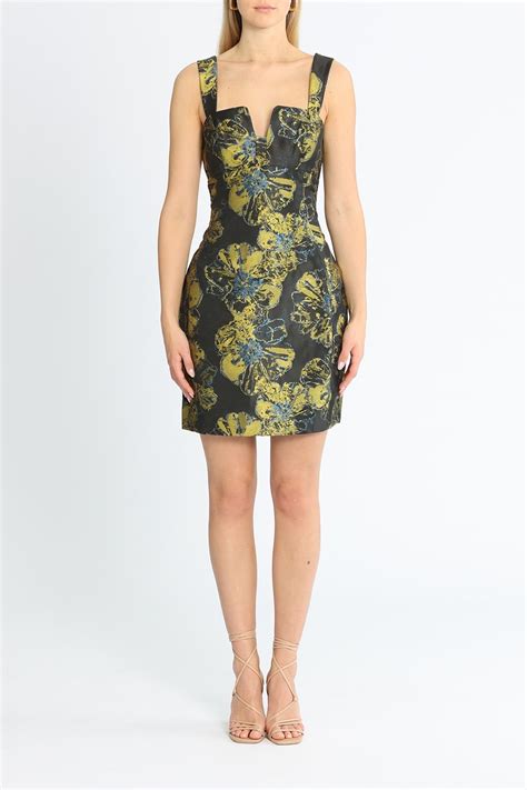 Hire Sketched Floral Jacquard Mini Dress Cue Glamcorner