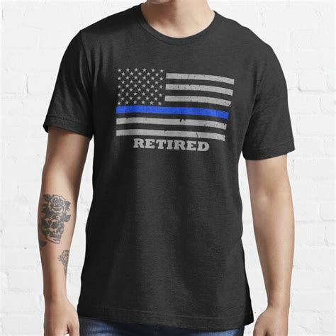 Retired Police Officer Thin Blue Line Flag T Shirt For Sale By