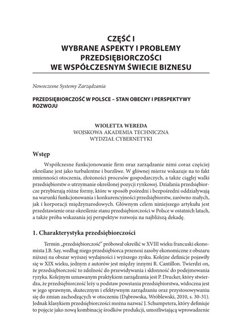 PDF Przedsiębiorczość w Polsce stan obecny i perspektywy rozwoju