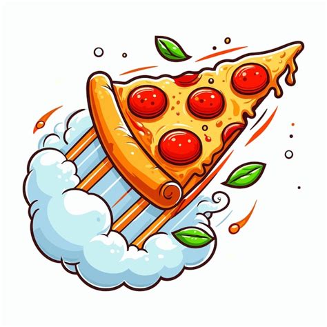 Premium Vector Flying Slice Of Pizza Vector Illustration