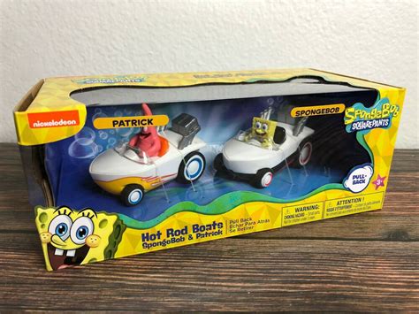 Spongebob Squarepants And Patrick Hot Rod Boats Pull Back Action Brand New Ebay