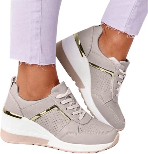 Zapatillas De Senderismo Con Cuña Para Mujer Cómodas Con Tacón Alto Y