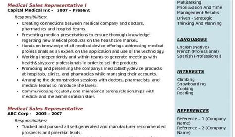 Resume Format In Word For Medical Representative Medical Sales