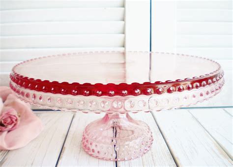 Le Smith Pink Hobnail Cake Stand 105 Inch Vintage Pedestal Etsy