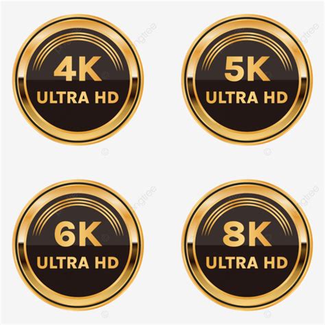 Transparent Golden Ultra Hd Video Resolution Icon Logo Set K Ultra Hd