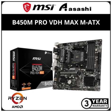 MSI B450M PRO VDH MAX AM4 MATX Motherboard B450M PRO VDH MAX