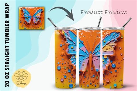 Butterfly 3D Pop Art Tumbler Wrap Bundle Bundle Creative Fabrica