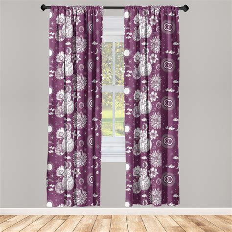 Space Window Curtains Bicolored Outer Planet Vibe Astronaut And Sun