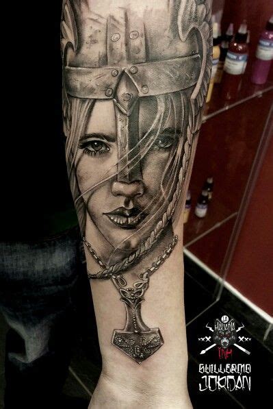 Viking Women Tattoo Realistic Nordicas Tattoo Viking Warrior Woman