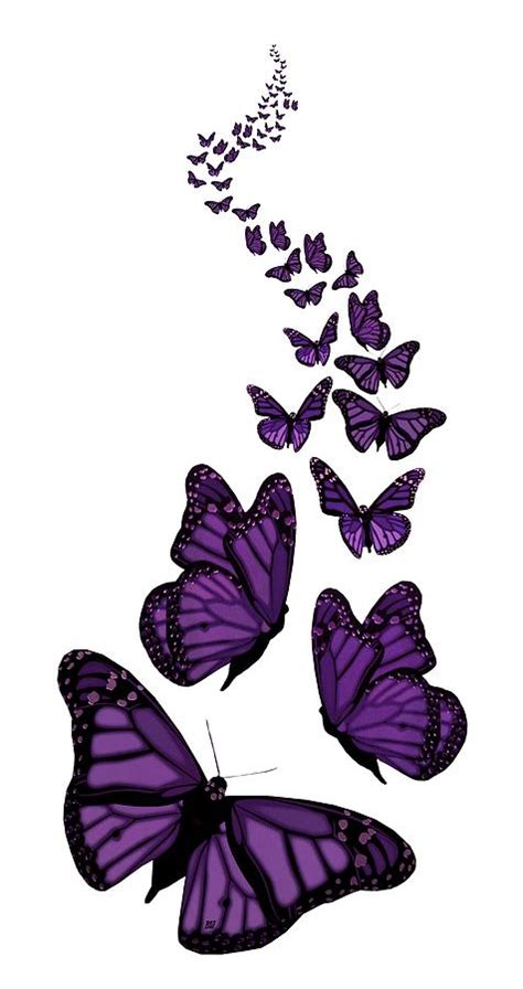 Trail Of The Purple Butterflies Transparent Background Digital Art by ...