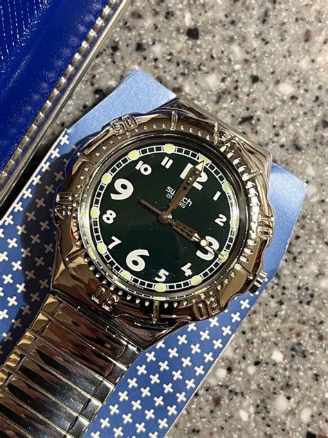 Swatch Watch Irony Scuba Yds Green Dip Stainless Gem