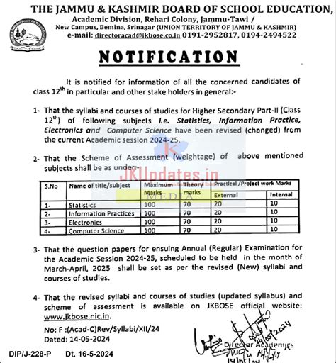 JKBOSE Important Notification Regarding Class 12th JKUpdates Govt