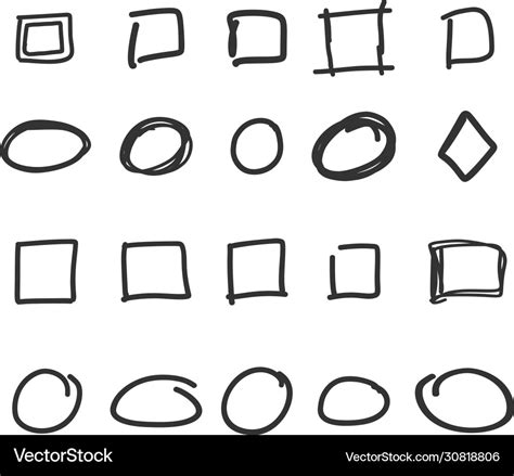 Empty check box circles and squares hand drawn Vector Image