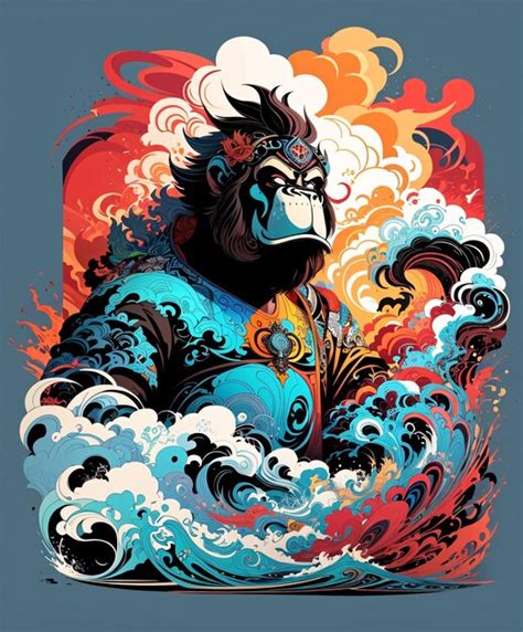 Premium Ai Image Colorful Gorilla Vector Illustration For Tshirt Design