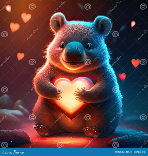 Cute Wombat Hugging Heart Valentine S Day Greeting Card Cute Bear With