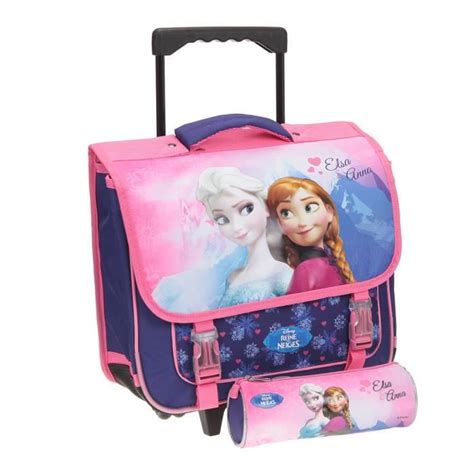 Reine Des Neiges Lot Cartable A Roulettes Trousse Compartiments