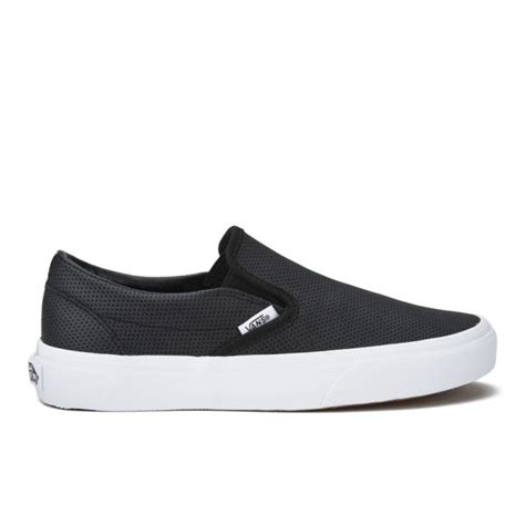 Vans Womens Classic Perforated Leather Slip On Trainers Black Free