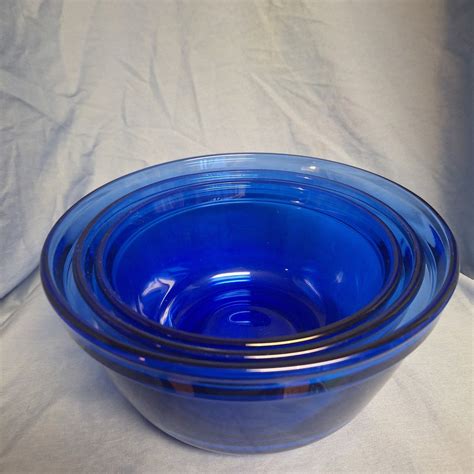 Vintage Anchor Hocking Cobalt Blue Mixing Bowls Vintage Cobalt Blue Stackable Mixing Bowls 3