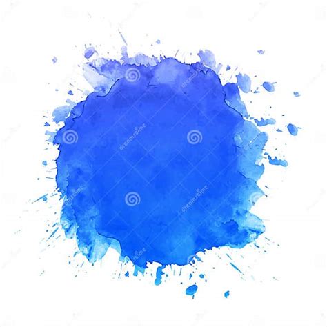 Hand Draw Blue Splash Watercolor Background Stock Vector Illustration