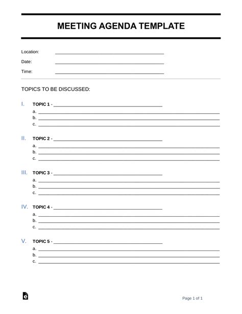 Free Meeting Agenda Templates 20 Word Pdf Eforms Riset
