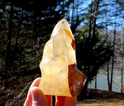 Golden Yellow Hematoid Quartz Flame Golden Healer Quartz Polished