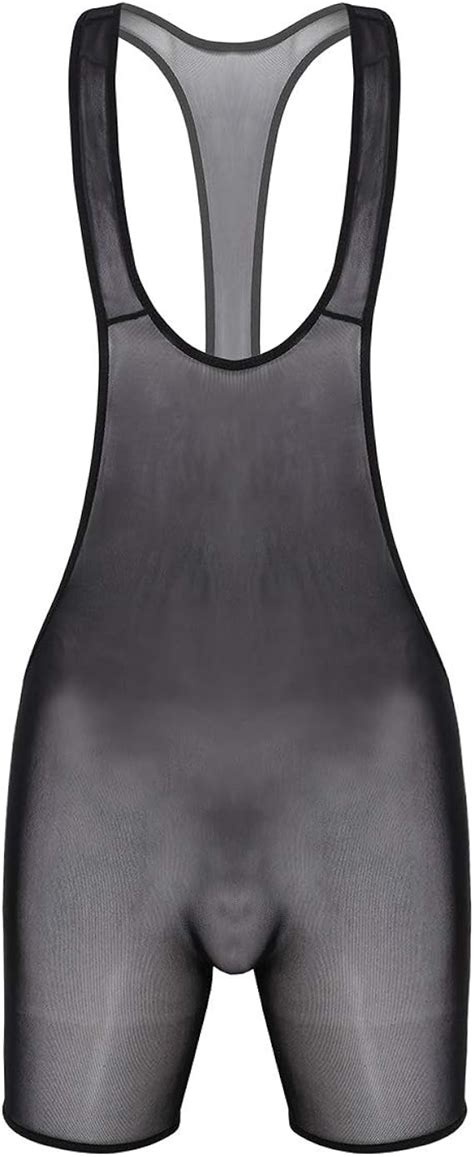 Inhzoy Mens Sheer Mesh See Through Wrestling Singlet Sleeveless Racer