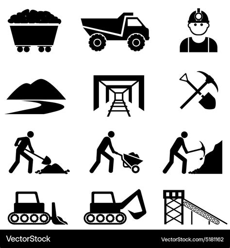 Mining And Industry Icon Set Royalty Free Vector Image