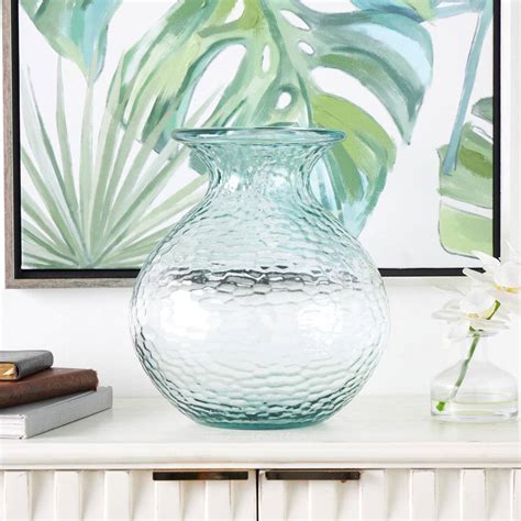 Litton Lane Clear Handmade Textured Recycled Glass Decorative Vase