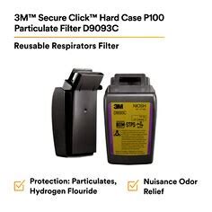 3M Secure Click Hard Case P100 Particulate Filter D9093C Hydrogen