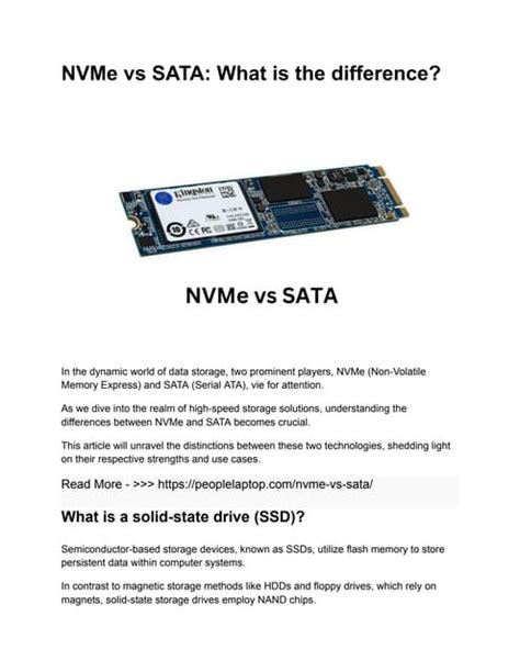 Nvme Vs Sata What Is The Differencepdf