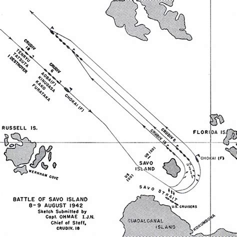 Pacific Wrecks Map Of The Battle Of Savo Island August