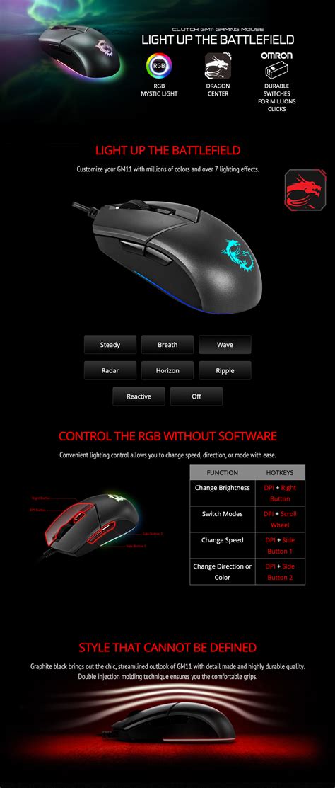 Buy MSI Gaming Clutch GM11 Optical Mouse [MSI-GM11] | PC Case Gear ...