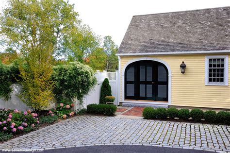 Driveway Cobblestone Parking Area Plantings And Brick Landing