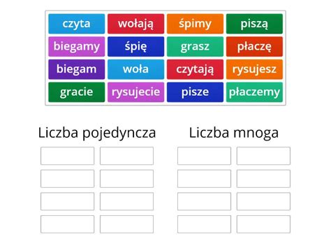 Czasownik Liczba Pojedyncza I Liczba Mnoga Posortuj