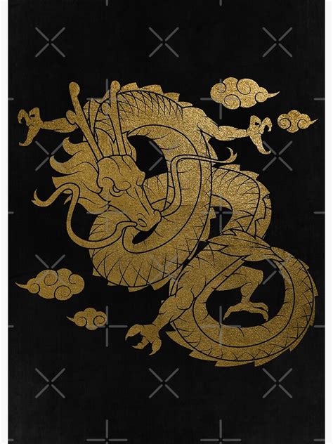 Gold Chinese Dragon With Black Background New Poster For Sale By