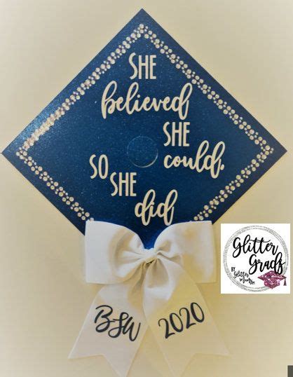 Graduation Cap Topper She Believed She Could Custom Graduation Caps Graduation Cap Designs