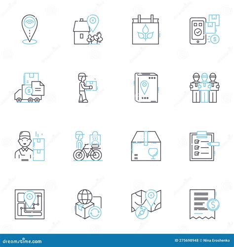 Shipping And Handling Linear Icons Set Carrier Freight Packaging