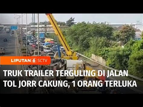 Waspada Sopir Mengantuk Truk Trailer Terguling Di Jalan Tol Jorr