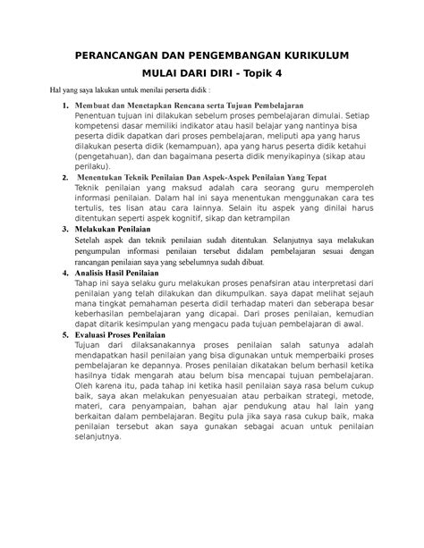 Kurikulum 4 Mulai Dari Diri PERANCANGAN DAN PENGEMBANGAN KURIKULUM