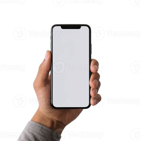 Telefoon Mockup In Hand Knipsel Pad Een Smartphone Met Een Blanco Wit