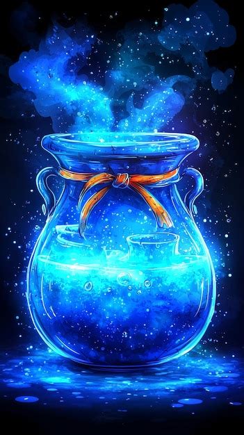 Magical Potion In A Glass Jar With Blue Smoke Premium AI Generated Image