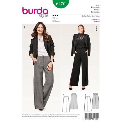 Misses Trousers Burda Sewing Pattern Size Women Pants