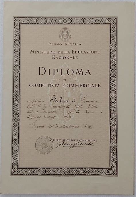 Scuola Tecnica Ind Commerciale Diploma Computista Ebay